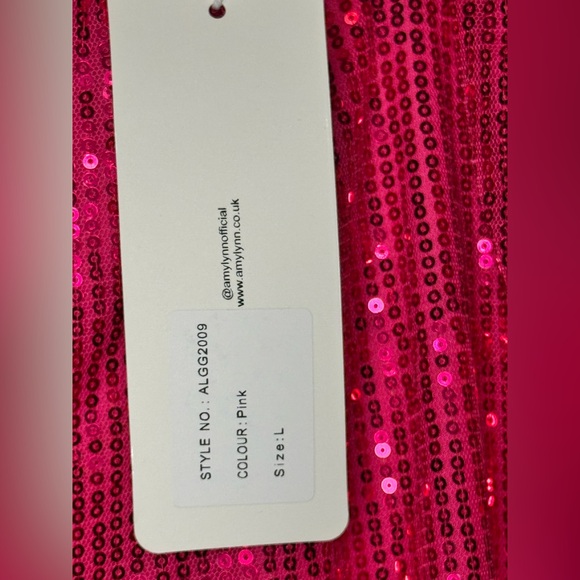 Amy Lynn Hot Pink Sequins Women's Pants & Jumpsuit Set  size Large Bling Sparkle - Picture 5 of 16